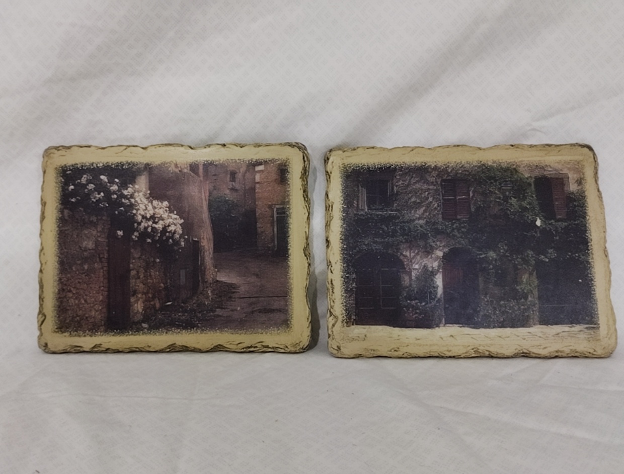 Art Wall Ceramic Tile Paintings Pair