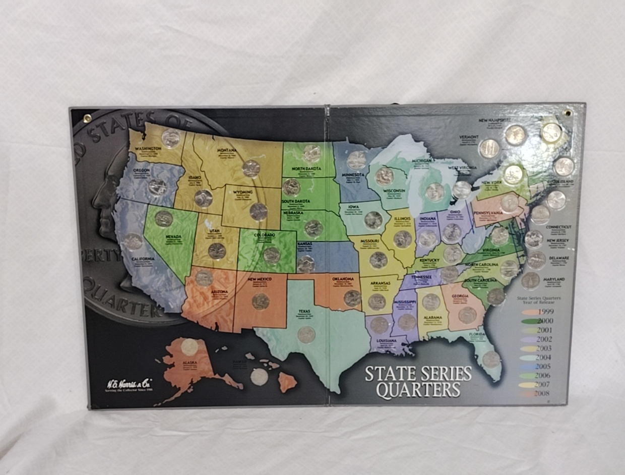 State Quarter Collection Map 1999-2008 H.E. Harris & Co.