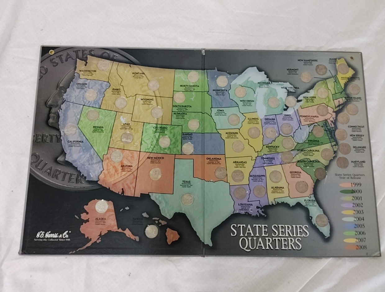 State Quarter Collection Map 1999-2008 H.E. Harris & Co.