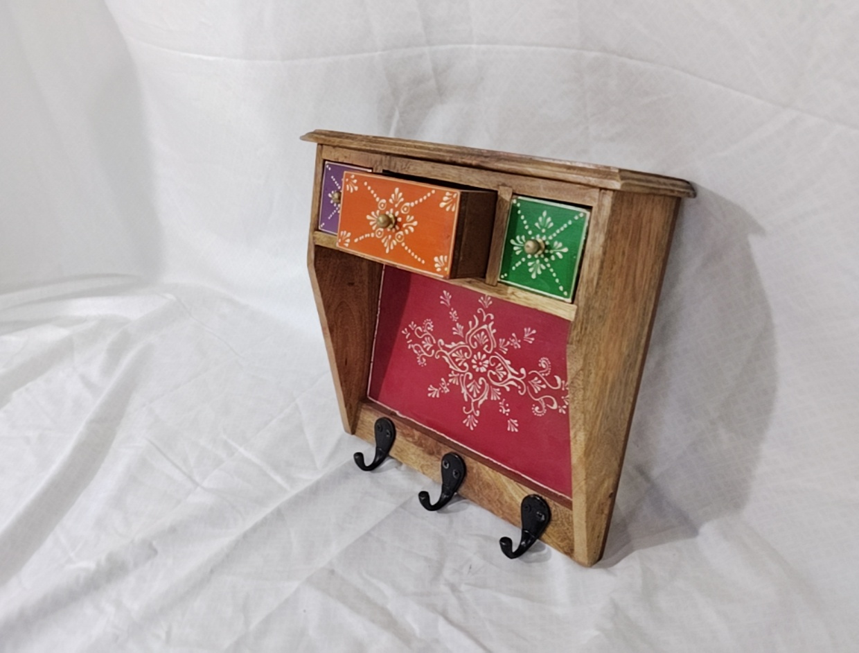 Wall Hook Drawer Storage Decoration Wooden